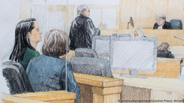 Kanada Anhörung Meng Wanzhou, Huawei Skizze aus dem Gericht