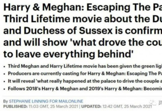 《哈里和梅根：逃离王宫》电影正式官宣！