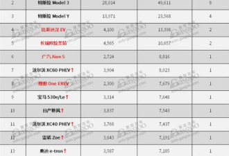 全球新能源汽车销量排行：Model3第二 第一是