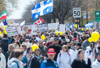 魁省反封锁防疫示威者也反对疫苗护照