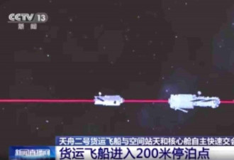 中国天舟二号与天和核心舱对接画面曝光
