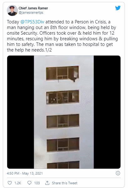 多伦多男子悬挂8楼公寓窗外！警方紧急营救！