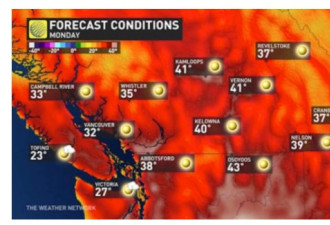 温哥华人受不了：下周气温43度创纪录