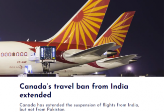 加拿大延长印度航班的旅行禁令至7月21日