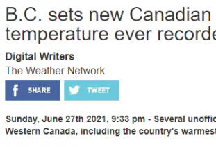 多伦多高温预警 温哥华附近46.6度破历史纪录