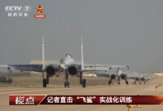 中国央视美女记者再出镜 近距离直击歼15着陆
