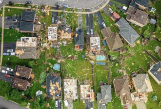 航拍龙卷风过后：至少25栋房子需要重建