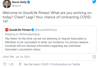 加拿大连锁健身房不要求接种疫苗 大批会员退出