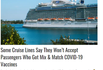 部分邮轮公司禁止混打COVID疫苗的乘客上船