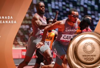 加拿大队获男子4X100米接力铜牌