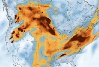 卫星图像：北美各地因山火散发出的烟雾