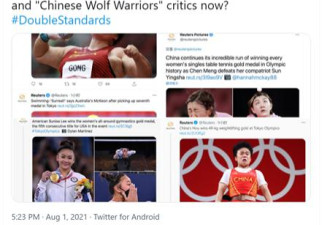 路透又给中国运动员配丑图 外国运动员摆美照