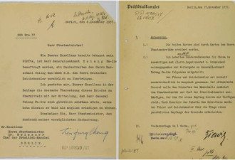 美国拍卖曝光蒋介石写给希特勒的求援外交信
