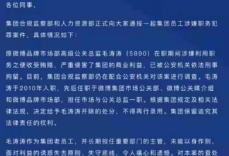 微博高级公关总监被刑拘 行贿艺人名单引猜测