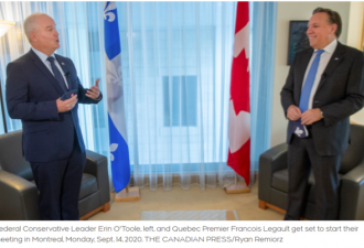 魁省省长公开表示支持保守党赢得大选
