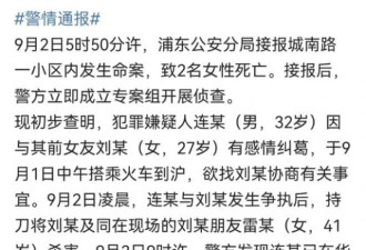 男子乘车跑到上海杀害两名女性后自杀 警方通报