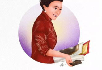 华裔王后苏提达晒旗袍漫画太美！太有东方韵味