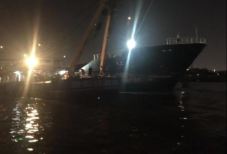 上海黄浦江堤岸遭轮船撞击 现场画面曝光 (图)
