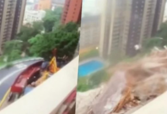 热带风暴“狮子山”袭击香港，吹倒棚架