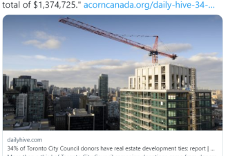 多伦多市议员个个接受开发商相关捐款共逾137万