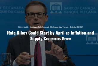 加拿大央行可能明年4月首次加息 各大银行预测