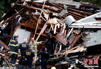 美国新泽西州瓦斯爆炸 多处房屋炸毁 现场惨烈