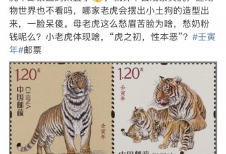 中国新版虎年邮票翻车 被质疑呆傻忧郁无虎威