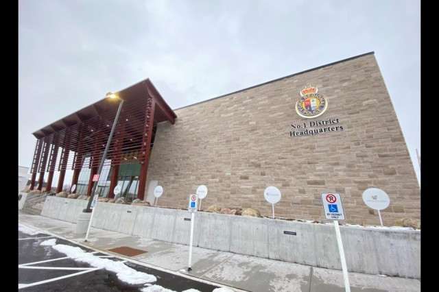 The outside of the new headquarters, with the YRP logo on the side of the building. 