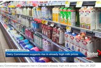 加拿大各地牛奶价格大涨  多伦多一袋要$5.39
