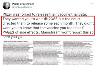 惊呆全网的辉瑞疫苗9页副作用是假消息？