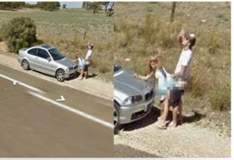 Google地图拍下路边野战 见街景车吓疯