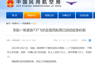 突发! 东航载132人的波音737客机坠毁