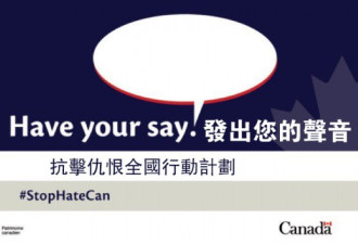 加拿大抗击仇恨 公众咨询推进首个全国行动计划