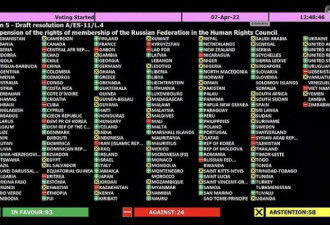 联大投票决定暂停俄在联合国人权理事会席位