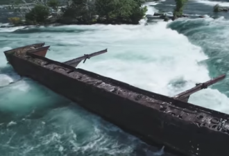 尼亚加拉河上的百年沉船又移位 即将掉入瀑布