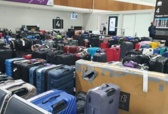 澳洲机场引不满 大量行李堆放航站楼