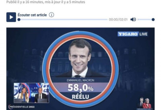 快讯!马克龙成功连任法国总统 获58%的选票