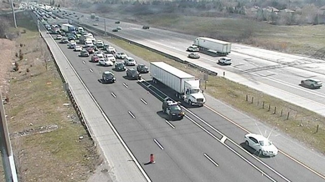 Highway 404 is closed northbound at Steeles Avenue after a crash on May 4. (Supplied)