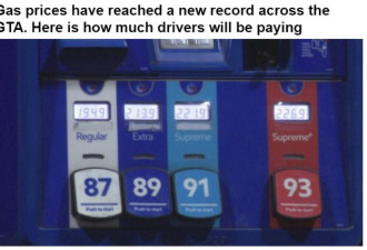 大多伦多汽油价格再创新高
