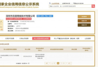 刚刚扭亏为盈迅雷 被列入经营异常名录