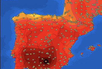 西班牙受北非热浪袭击 多地出现40度高温