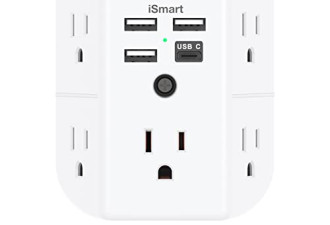 mifaso壁插式插座5孔+4 USB三面设计$24.99
