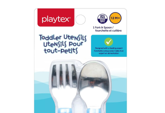 Playtex 无酚幼儿餐具勺子+叉子$3