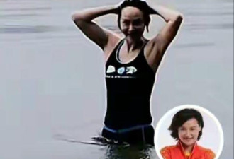 跳水女皇高敏冒雨在长江中游泳身姿矫捷