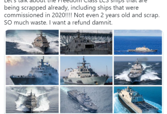 美国防预算直冲史上最高 议员痛批海军拿钱养垃圾