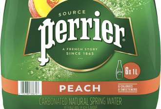 Perrier 果味气泡水巴黎水 6瓶x1L 桃子味