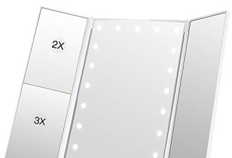 BESTOPE LED 三折化妆镜3x/2x放大$27.99