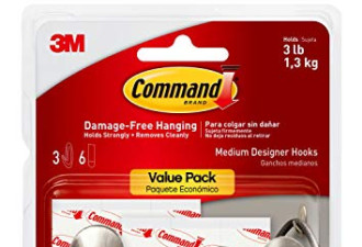 3M Command镀金属强力无痕挂钩$6.59