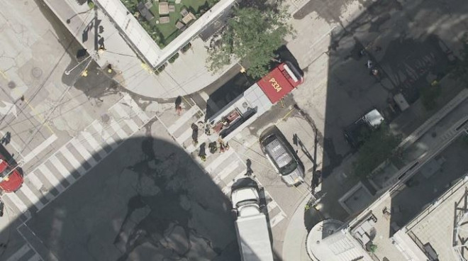A construction crew struck a high-pressure gas line in downtown Toronto on Tuesday, July 12.