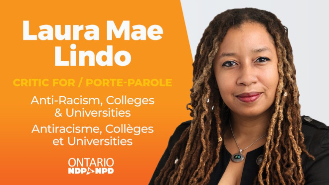 Laura Mae Lindo on Twitter: "Honoured to be the NDP critic for Colleges and  Universities and to continue as critic for Anti-racism. Thank you  @ChrisGloverMPP for the work you have done for